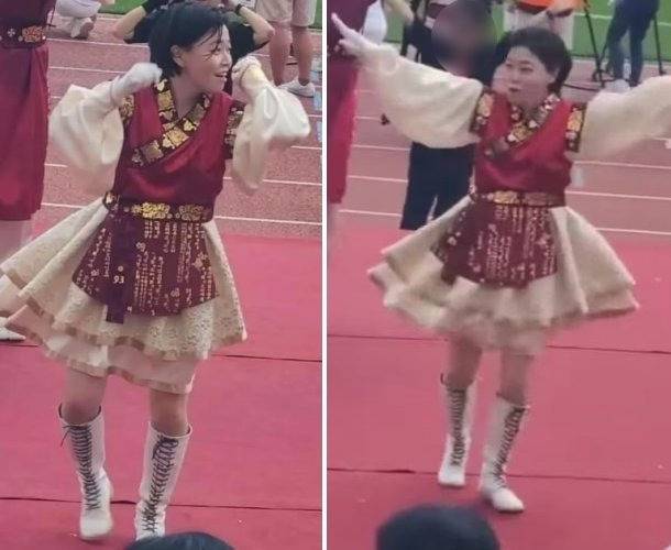 임은정 검사가 2023 정기 고려대·연세대 친선경기대회에서 치어리딩을 선보이고 있다. [유튜브 캡처]