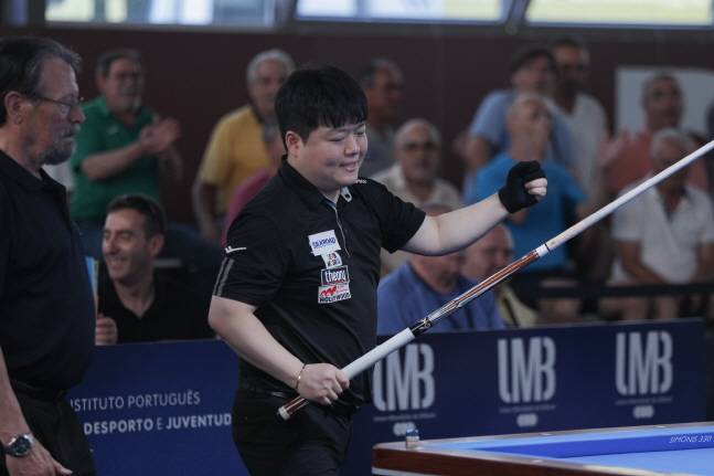 위닝 포인트를 완성하고 기뻐하는 조명우. /사진=SOOP 제공