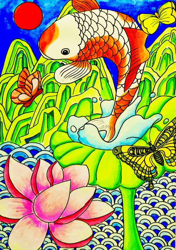 고학년 대상(대구광역시교육청교육감상) 정지원 명천초 4-1 잉어와 연꽃