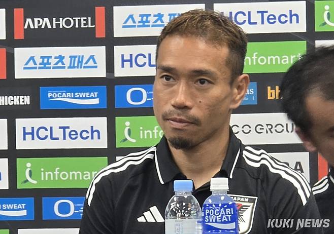 나가토모 유토 일본 주장이 6일 오후 2시 용인미르스타디움에서 열린 ‘2025 동아시안컵’ 남자부 공식 기자회견에 참석해 발언하고 있다. 김영건 기자