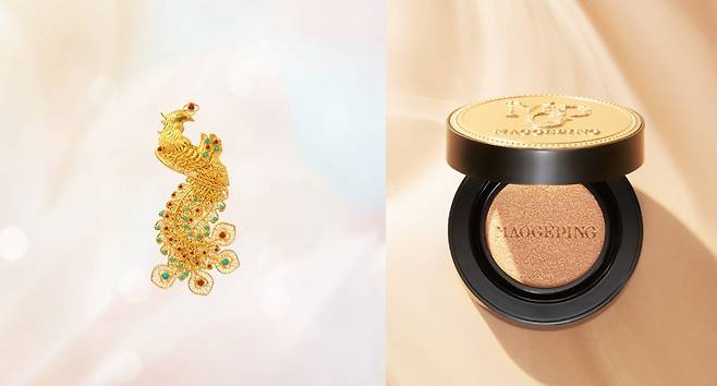 라오푸 골드의 봉황 브로치와 마오거핑의 쿠션 파운데이션/사진=각 사 홈페이지