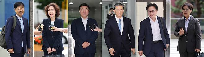 사진은 지난달 30일 청문회 준비사무실 및 의원실로 출근한 구윤철 경제부총리 겸 기획재정부 장관 후보자(왼쪽부터), 이진숙 사회부총리 겸 교육부 장관 후보자, 윤호중 행정안전부 장관 후보자, 정성호 법무부 장관 후보자, 김정관 산업통상자원부 장관 후보자, 정은경 보건복지부 장관 후보자. 연합뉴스