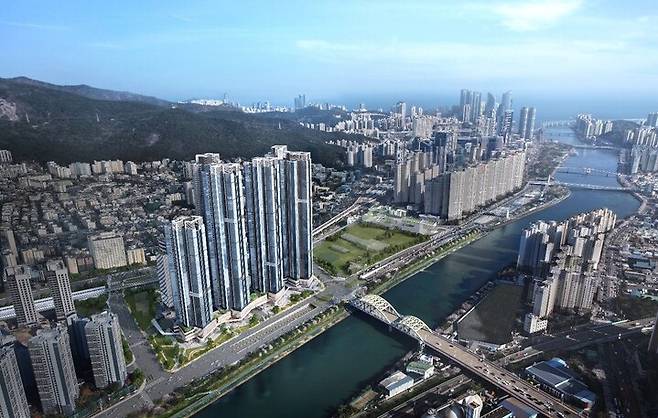 르엘 리버파크 센텀 광역조감도.