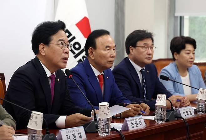 송언석 국민의힘 비상대책위원장이 7일 오전 국회에서 열린 비상대책위원회의에서 발언하고 있다. ⓒ뉴시스