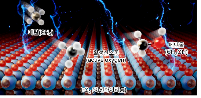 전기화학적 상온 메탄-메탄올 전환을 나타낸 그래픽. 한국연구재단 제공