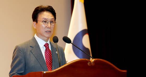 김민석 국무총리가 7일 오전 세종시 정부세종청사 대강당에서 열린 취임식에 참석하여 취임사를 하고 있다. 뉴스1