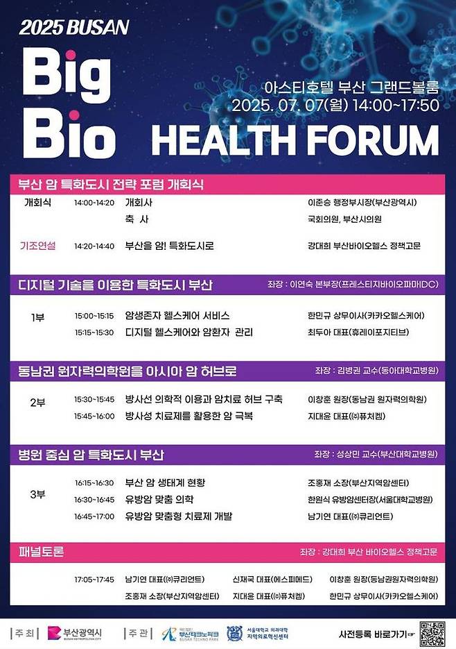 [부산=뉴시스] 부산시는 7일 오후 2시 부산 동구 아스티호텔 부산 그랜드볼룸에서 '2025 빅(BIG) 바이오헬스 포럼'을 개최한다고 밝혔다. (사진=부산시 제공) 2025.07.07. photo@newsis.com *재판매 및 DB 금지