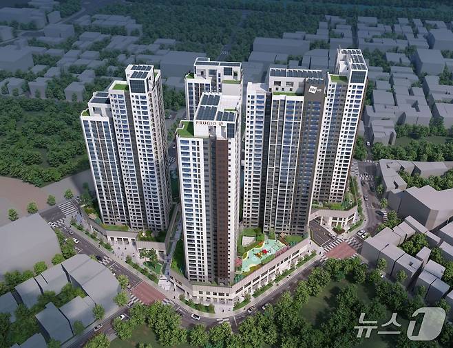 대우건설 두산건설 리버센트 푸르지오 위브 조감도.(대우건설 제공)
