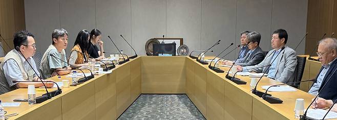 6월16일 연합뉴스 본사 12층에서 황대일 사장과 고병준 노조위원장 등이 참석한 가운데 노사협의회가 열렸다. /전국언론노조 연합뉴스지부 제공