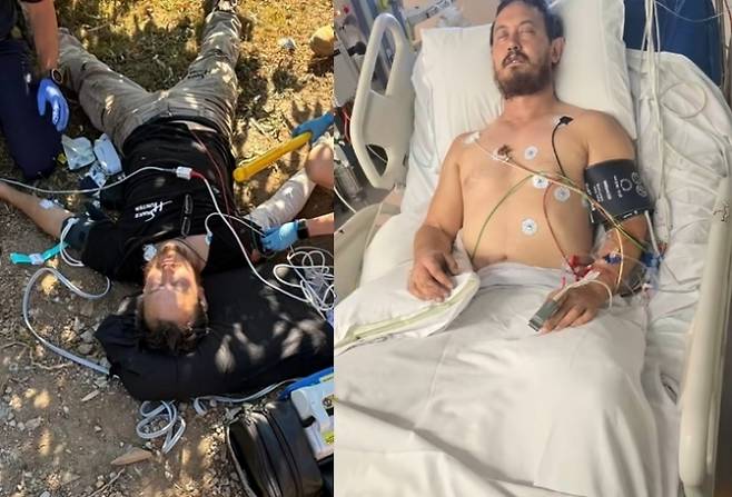 호주 뱀 포획 전문가 마크 펠리가 독사에 물린 후 모습. 마크 펠리 틱톡 캡처