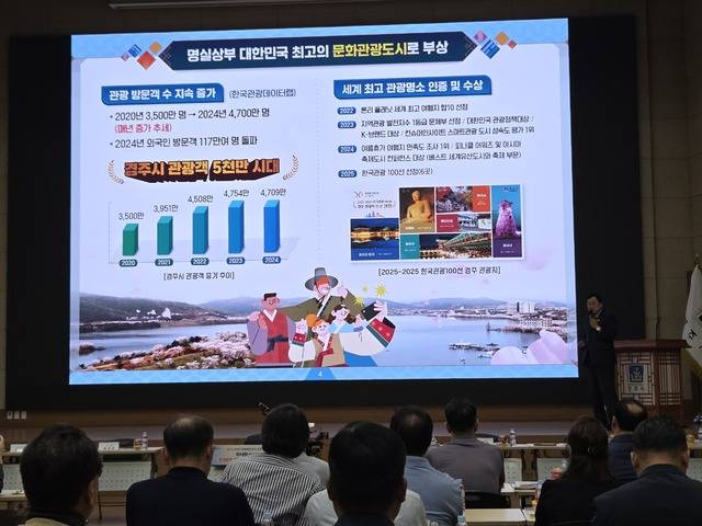 주낙영 경주시장이 민선8기 취임 7주년을 맞아 9일 성과를 설명하고 있다.