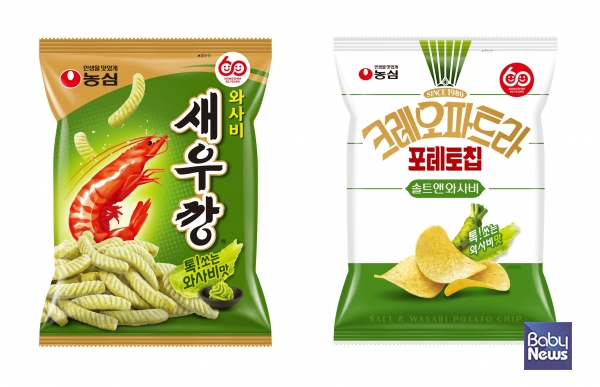 농심 와사비새우깡, 크레오파트라 솔트앤와사비 제품 이미지. ⓒ농심