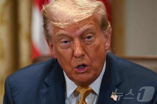도널드 트럼프 미국 대통령이 8일(현지시간) 워싱턴DC 백악관에서 열린 내각 회의에서 발언하고 있다. 2025.07.08. ⓒ AFP=뉴스1 ⓒ News1 류정민 특파원