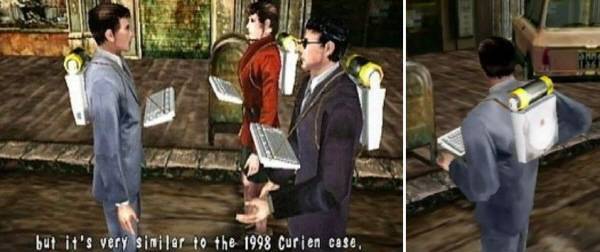 드림캐스트를 등에 메고 있다..