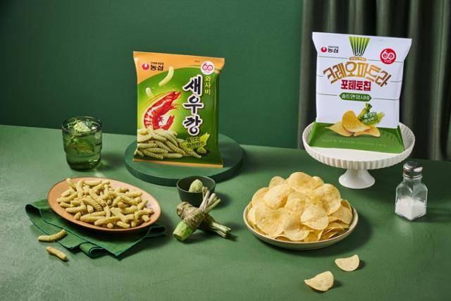 농심 신제품 와사비새우깡과 포테토칩 크레오파트라 솔트앤와사비. 농심 제공