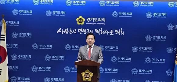 심재철 전 국회부의장이 국민의힘 경기도당 위원장 선거 출마를 공식 선언하고 있다. [사진=김정수 기자]