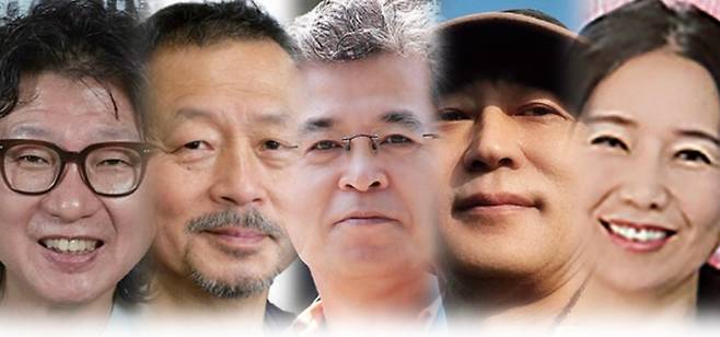 (왼쪽부터) 강부언, 김용주, 박성진, 백성원, 현민자 작가. (가나다 순)