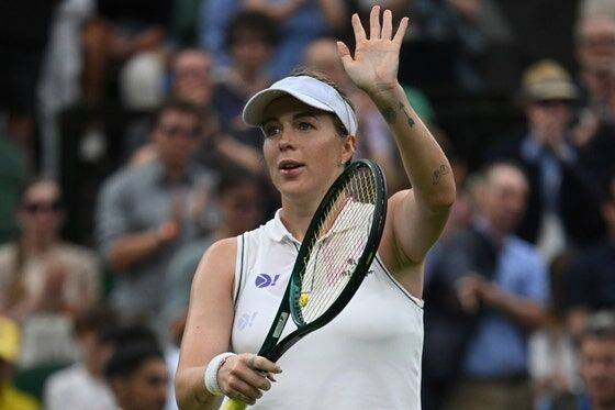 윔블던 여자 단신 16강 경기에서 오심 판정을 겪은 파블류첸코바(러시아). / EPA=연합뉴스