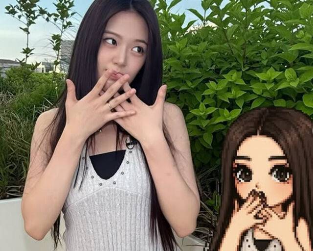 안유진이 자신과 닮은 픽셀을 생성해 사진을 올렸다. / 안유진 소셜미디어 캡처