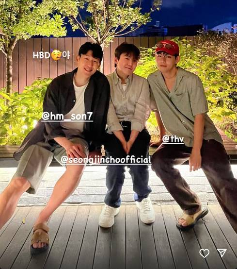 (오른쪽부터) 그룹 방탄소년단 뷔, 피아니스트 조성진, 축구선수 손흥민. [뷔 인스타그램 캡처]