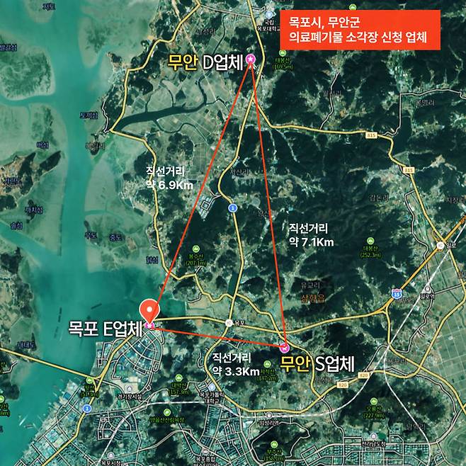 [목포=뉴시스]목포·무안 의료폐기물 소각장 신청 업체. (사진=목포환경운동연합 제공) 2025.07.09. photo@newsis.com *재판매 및 DB 금지