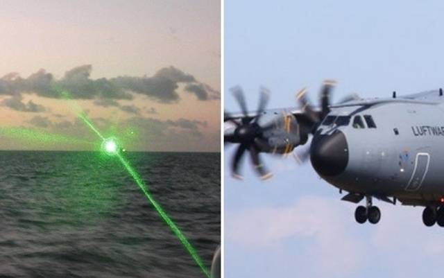 해상 레이저빔과 독일 군용기 자료사진. 엑스 (기사와 직접 관련 없음)
