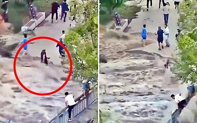 4일(현지시간) 미국 텍사스주 과달루페 강이 폭우로 범람하면서 힐 카운티의 한 공원에 있던 시민들이 황급히 대피하고 있다. 2025.7.8 틱톡