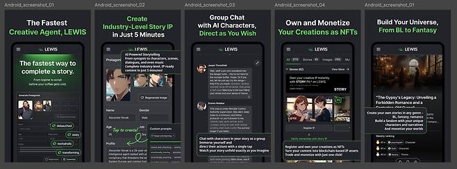 루이스 플랫폼 스토리 IP 생성화면 [홈페이지 캡처]