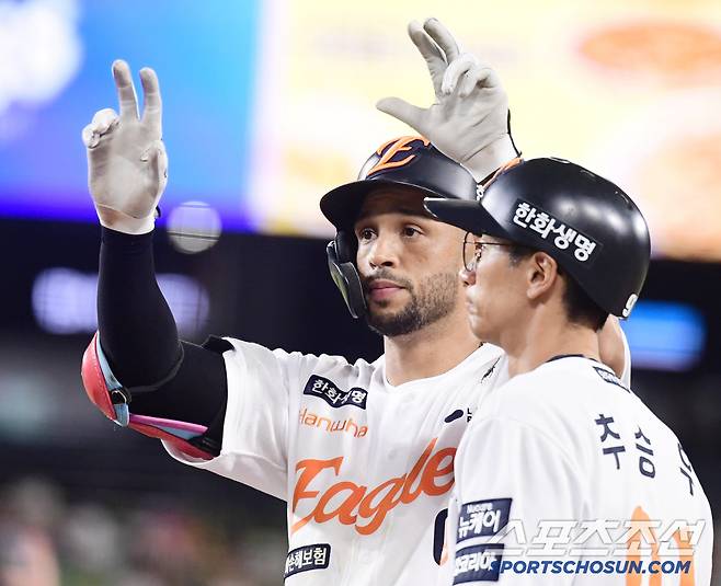 9일 대전 한화생명 볼파크에서 열린 한화와 KIA의 경기. 5회 안타를 날린 한화 리베라토. 대전=송정헌 기자songs@sportschosun.com/2025.07.09/