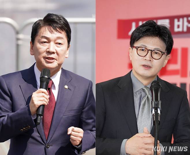 안철수 국민의힘 의원과 한동훈 전 국민의힘 대표. 쿠키뉴스 자료사진