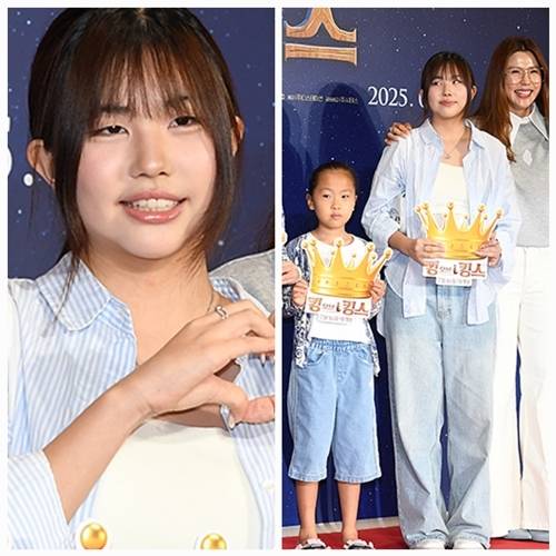 가수 겸 프로듀서 주영훈과 배우 이윤미 가족이 영화 ‘킹 오브 킹스’ VIP 시사회 레드카펫을 밟았다. 사진=천정환 기자