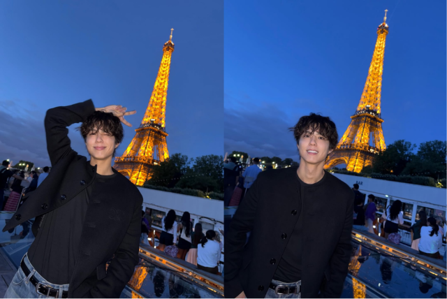 에펠탑 아래서 빛나는 미소를 보여준 박보검의 모습. / 박보검 인스타그램