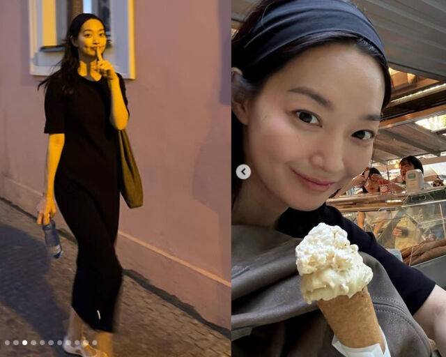 신민아가 발가락 양말을 신고 편안한 듯 거리를 활보했다. / 신민아 소셜미디어 캡처