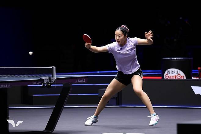 신유빈의 WTT 미국 스매시 여자단식 경기 장면 [WTT 인스타그램 캡처. 재판매 및 DB 금지]