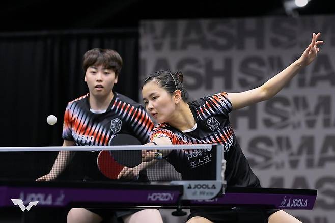 WTT 미국 스매시 여자복식에 나선 유한나(왼쪽)와 김나영 [WTT 인스타그램 캡처. 재판매 및 DB 금지]