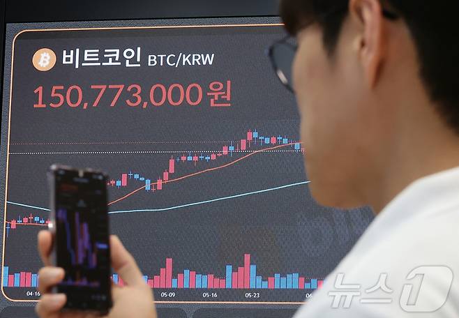 서울 강남구 서초구 빗썸라운지 강남본점 전광판./뉴스1 ⓒ News1 김진환 기자