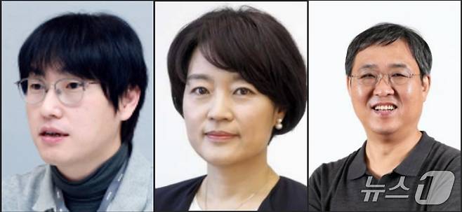 (왼쪽부터) 하정우 대통령실 AI미래기획수석, 한성숙 중소벤처기업부 장관 후보자, 최휘영 문화체육관광부 장관 후보자