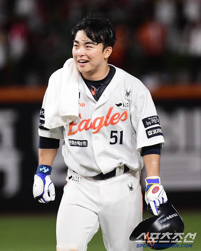 10일 대전 한화생명 볼파크에서 열린 한화와 KIA의 경기. 9회말 2사 만루. 끝내기 안타를 날린 문현빈. 대전=송정헌 기자songs@sportschosun.com/2025.07.10/