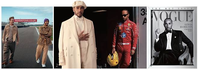 1 루이스 해밀턴은 영화 ‘F1 더 무비’의 제작자로 참여했다. 2 2025 멧 갈라의 해밀턴. 3 일곱 번이나 월드 챔피언을 차지한 전설적인 F1 드라이버 해밀턴. 4 멧 갈라를 기념해 미국 ‘보그’ 표지 모델로 선 해밀턴. / 사진 루이스 해밀턴 인스타그램