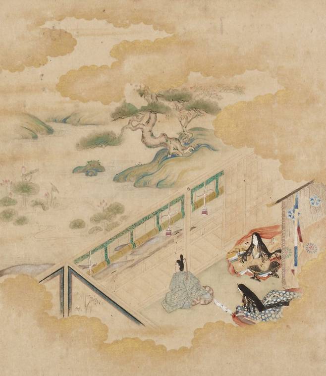 17세기 에도 시대 전(傳) 도사 미쓰오키 '겐지모노가타리 중 제40첩 미노리'.