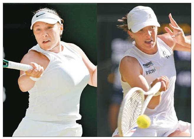 윔블던 테니스 여자단식 결승에서 맞붙는 어맨다 아니시모바(왼쪽)와 이가 시비옹테크.