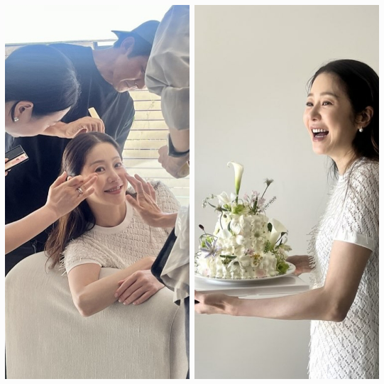 배우 고현정이 카메라 앞보다 케이크 활짝 웃으며, ‘인간 고현정’의 매력을 발산했다.사진=고현정 sns