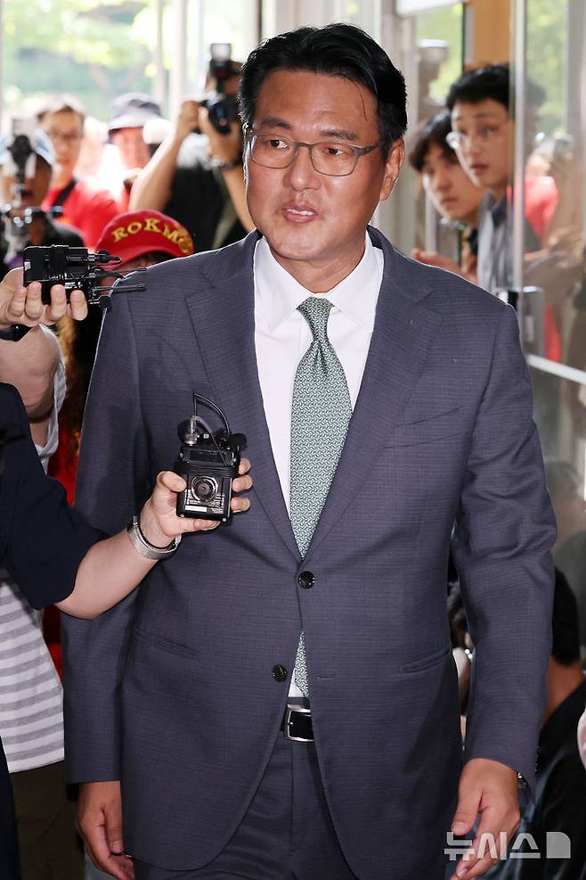 [서울=뉴시스] 조성우 기자 = 김태효 전 국가안보실 1차장이 11일 오후 서울 서초구 순직 해병 특별검사팀 사무실로 출석하고 있다. 2025.07.11. xconfind@newsis.com