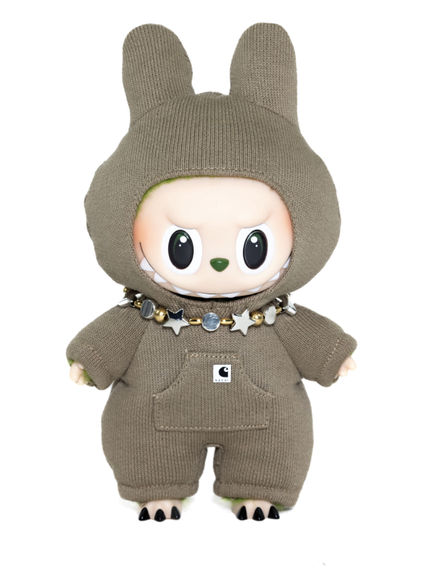 A special edition Labubu monster wears a Carhartt onesie. (Joopiter)