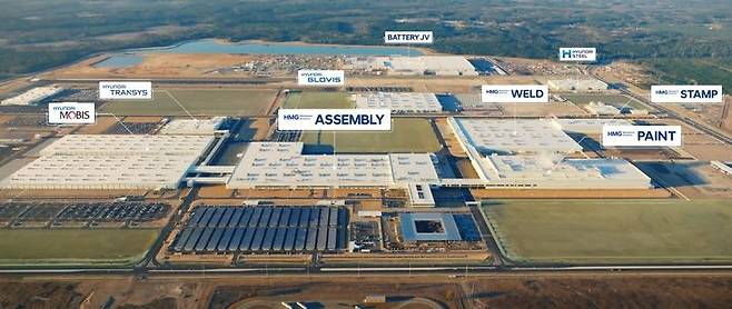 [엘라벨(미 조지아)=뉴시스] 미국 조지아주 엘라벨에 있는 현대차그룹 메타플랜트 아메리카(HMGMA) 전경. (사진=현대차그룹 제공) 2025.03.26 photo@newsis.com *재판매 및 DB 금지