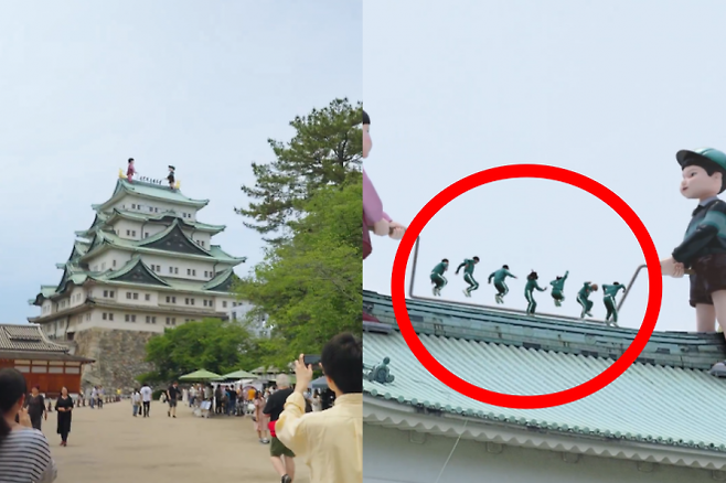 일본의 나고야성(名古屋) 천수각에서 단체 줄넘기를 하는 모습이 담긴 영상이 일본 넷플릭스 공식 계정에 올라와 논란이 됐다. 일본 넷플릭스 엑스(X) 캡처