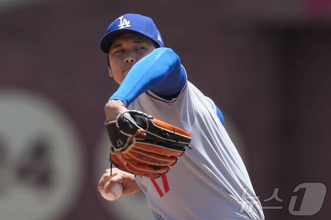 LA 다저스 오타니 쇼헤이가 13일(한국시간) 열린 2025 메이저리그 샌프란시스코 자이언츠전에서 선발 등판해 3이닝 1피안타 1볼넷 4탈삼진 무실점 호투를 펼쳤다.  ⓒ 로이터=뉴스1