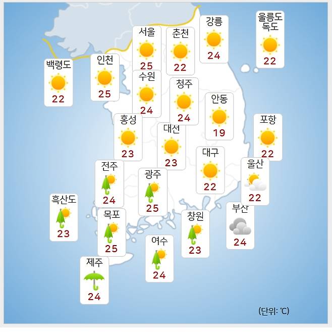 ⓒ기상청: 오늘(13일) 오전 날씨