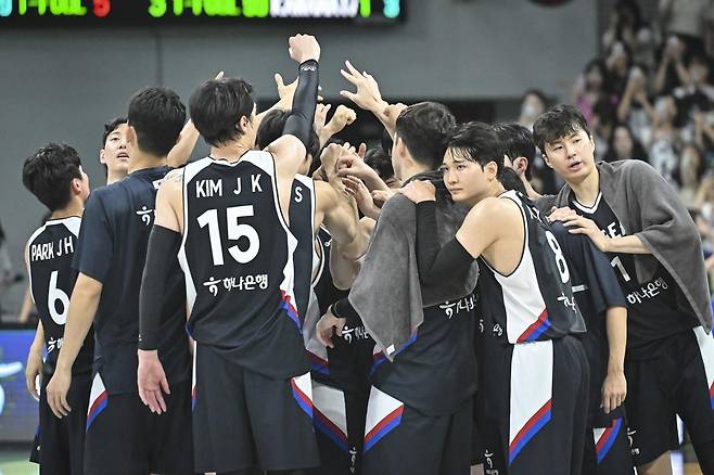 일본과의 두 차례 평가전을 모두 승리로 장식한 한국 농구대표팀. 대한민국농구협회 제공.