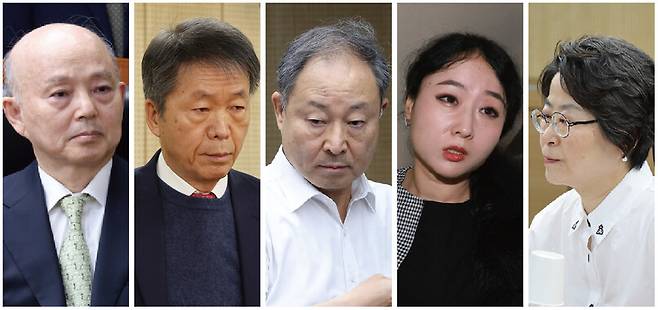 지난 2월10일 윤석열 방어권 보장 안건에 찬성한 인권위원들. 안창호 위원장을 제외하면 모두 여인형 전 방첩사령관 등 12·3 내란사태에 연루된 고위장성 4명에 대한 신속한 보석 허가와 포승·수갑 미사용을 권고한 군인권소위 소속 위원들이다. 왼쪽부터 안창호 위원장, 김용원 상임위원, 한석훈·이한별·강정혜 위원. 김영원 기자 forever@hani.co.kr, 정용일 선임기자 yongil@hani.co.kr